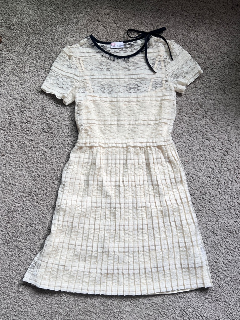 Red Valentino Ivory White Crochet Lace Slip Mini Dress size XS